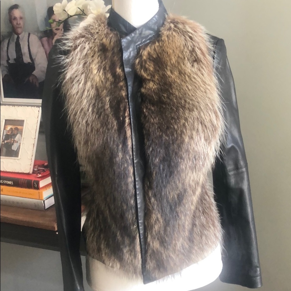 Haute Hippie Raccoon Fur & Leather Jacket Small - Picture 7 of 8